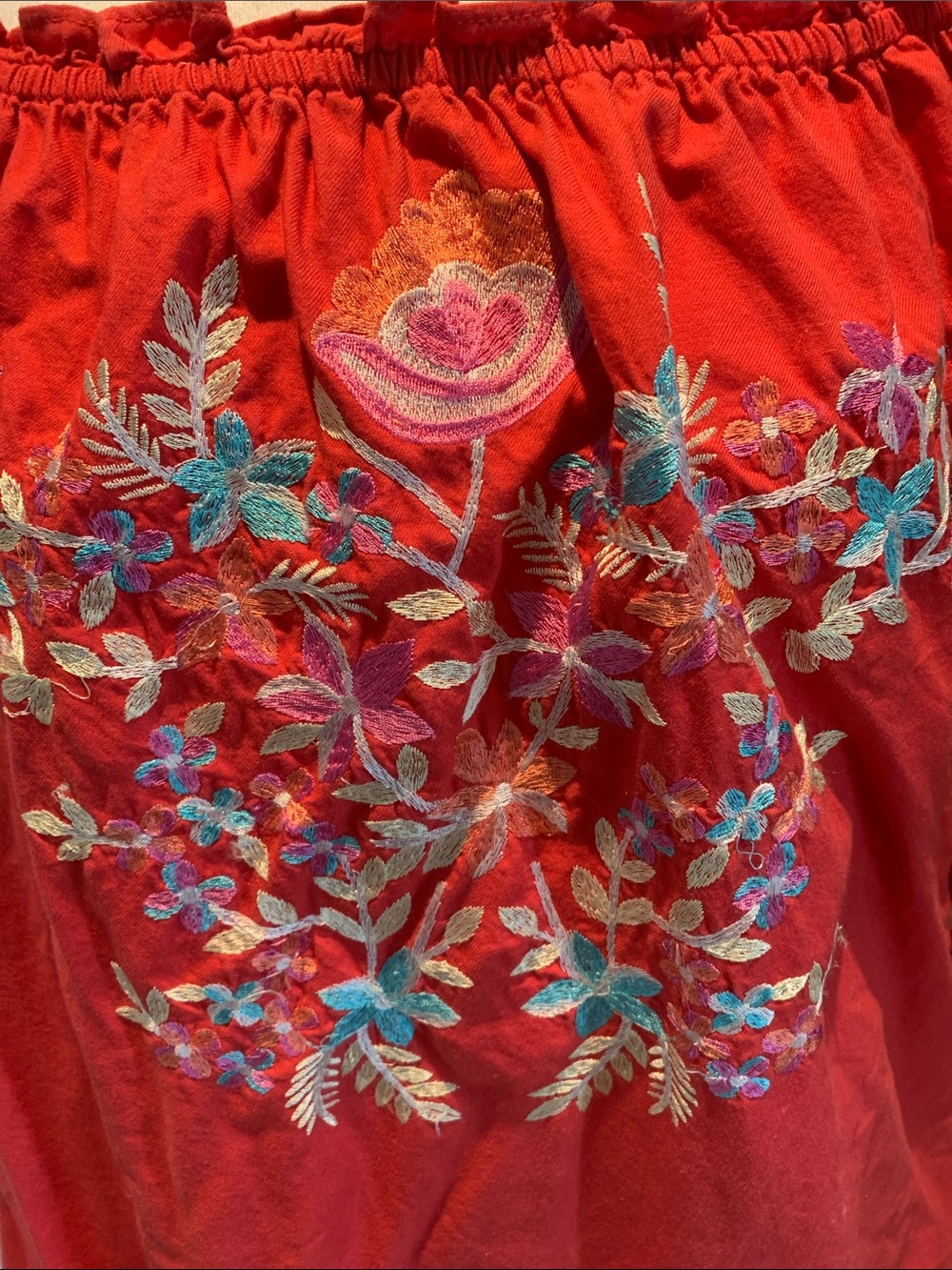 Free People Red Off-Shoulder Embroidered Tunic - Picture 3 of 6